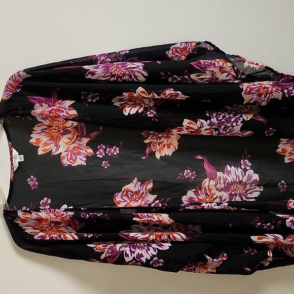 Terra & Sky Floral Kimono Sheer Lightweight, Swim Cover Up Womens 2X - Picture 2 of 5
